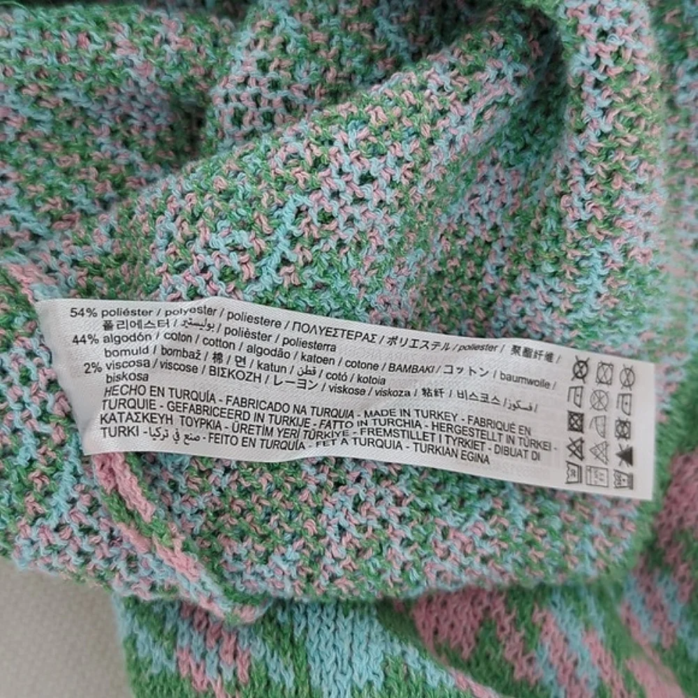 ZARA Houndstooth Knit Crop Cardigan & Skirt Set 2 pc S pink green mini skirt - Picture 7 of 13